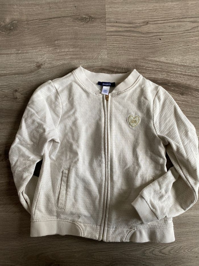 Gilet à fermeture éclair blanc avec des pois dorés taille 6 ans Okaidi - photo numéro 2