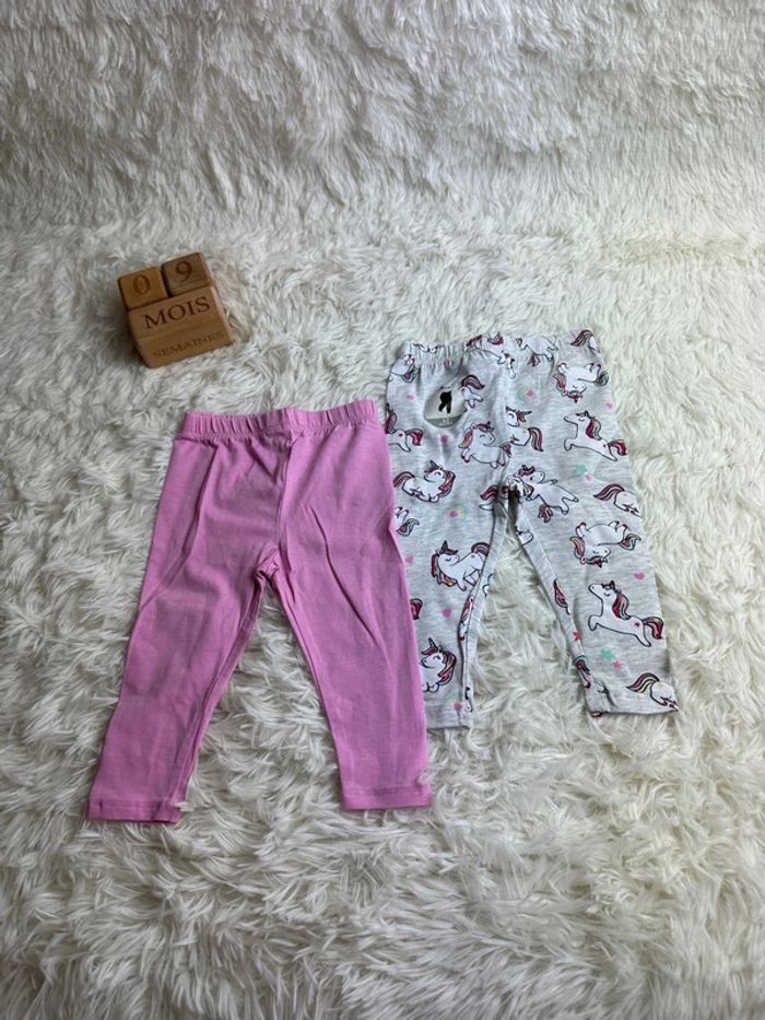 Lot de 2 leggings in extenso taille 9 mois