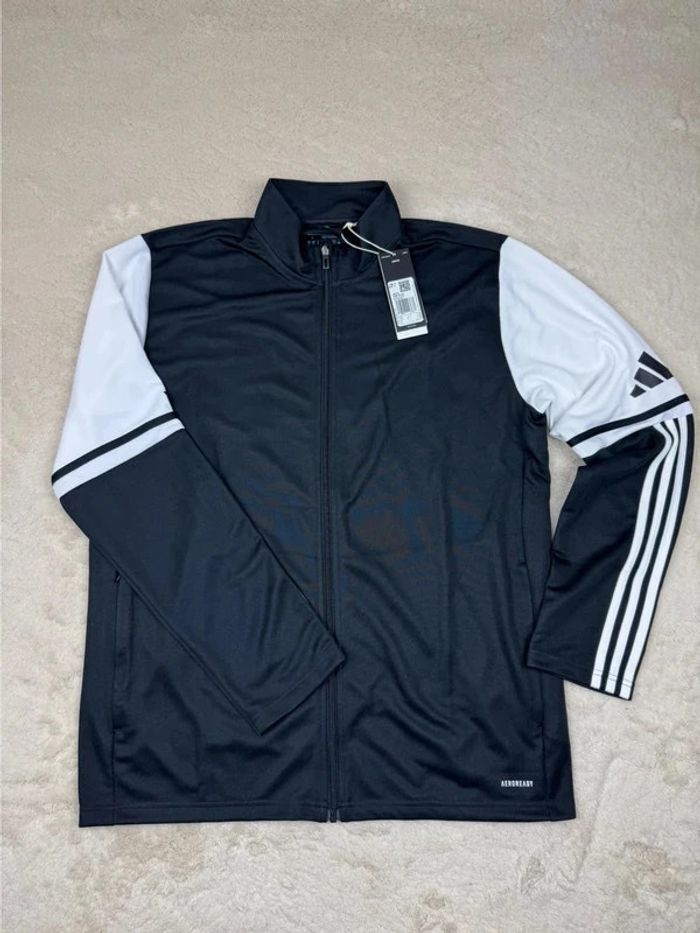 Veste de survêtement Adidas Noir a empiècement blanc Neuve Taille L