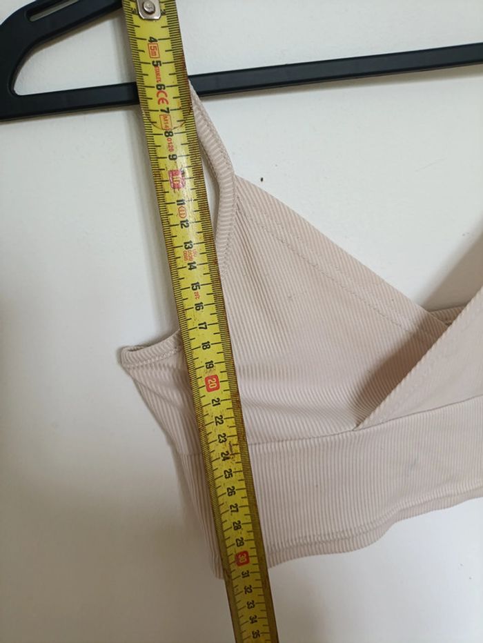 Bralette côtelée beige – cute crop top XS - photo numéro 4