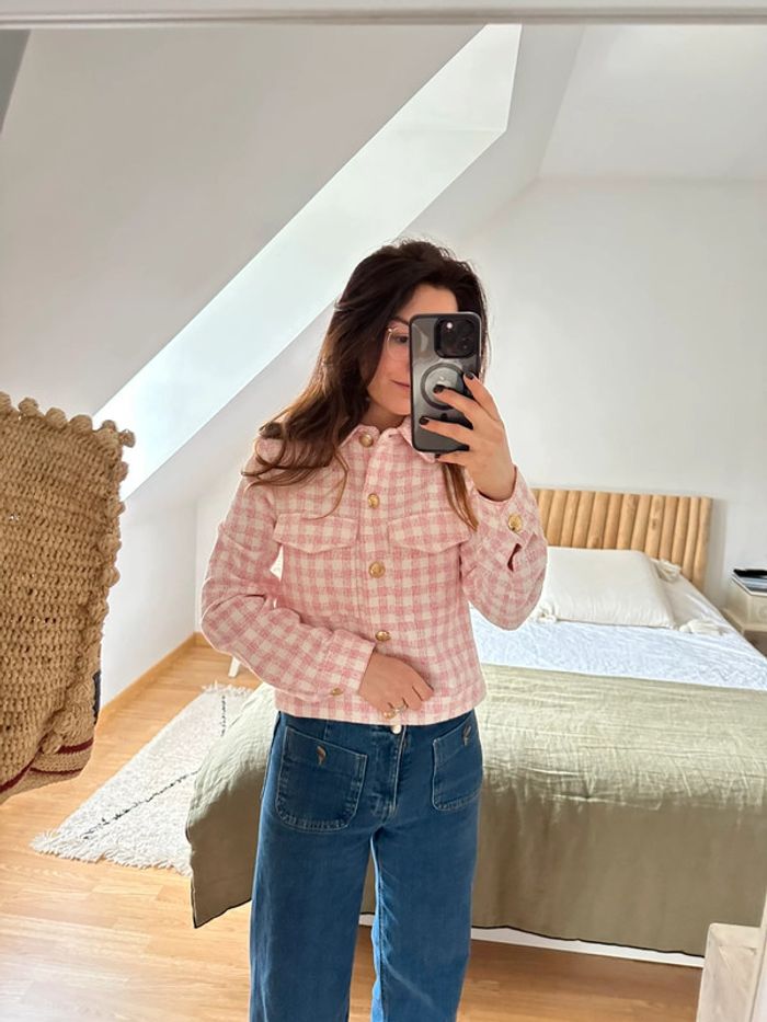Veste en tweed vichy Zara 🍬 - photo numéro 2