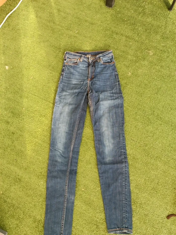 Jean skinny taille haute Monki Oki bleu taille 34 - photo numéro 2