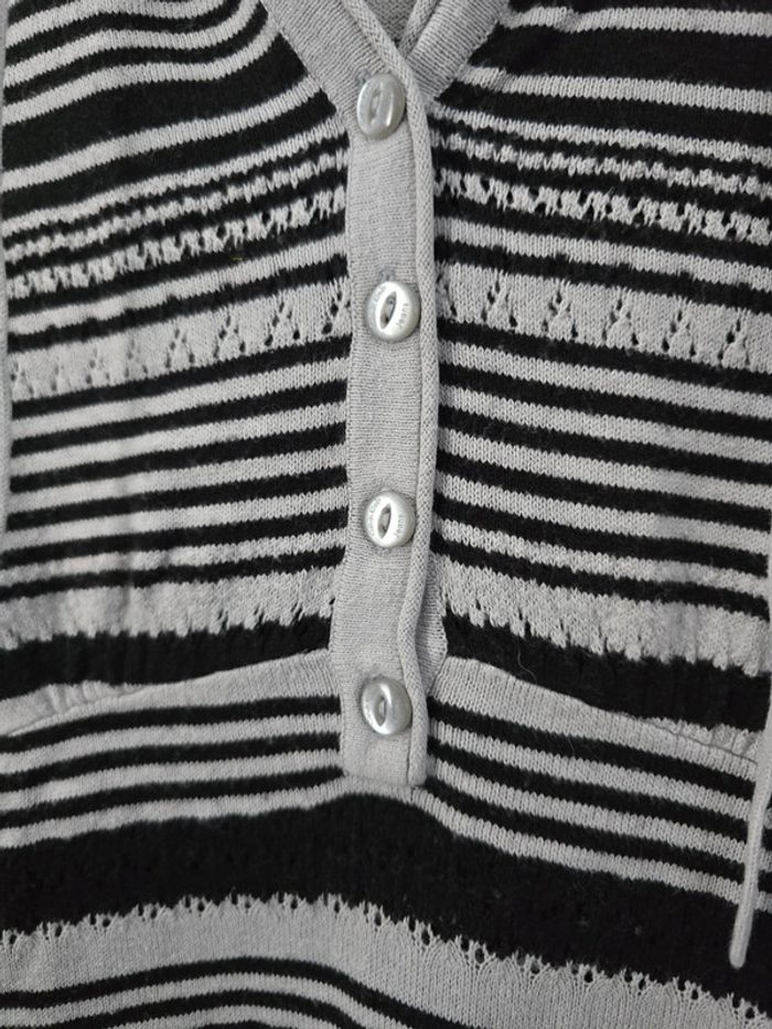 Sweat à capuche Calvin Klein Jeans rayé noir et blanc femme taille L – Style décontracté chic - photo numéro 4