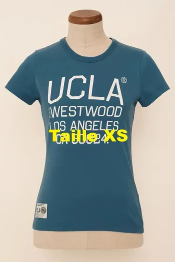 Tee shirt manche courte bleu imprimé blanc UCLA Taille XS