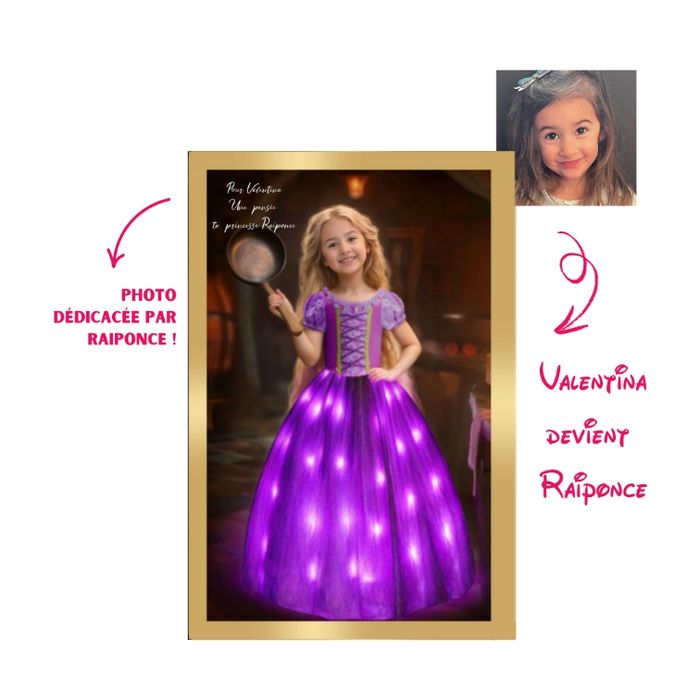 Cadre photo personnalisé : Votre enfant devient sa princesse préférée Raiponce !