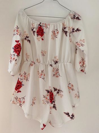 Combishort à manches 3/4 fleuri S