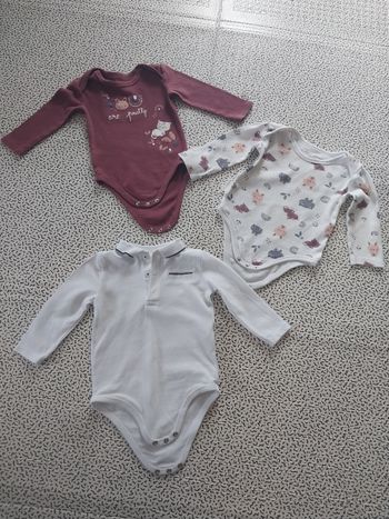 Lot de 3 bodies manches longues – 9 mois – Petit Béguin & Kiabi