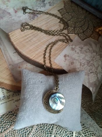 Sautoir lune filigranée réversible double n'acre