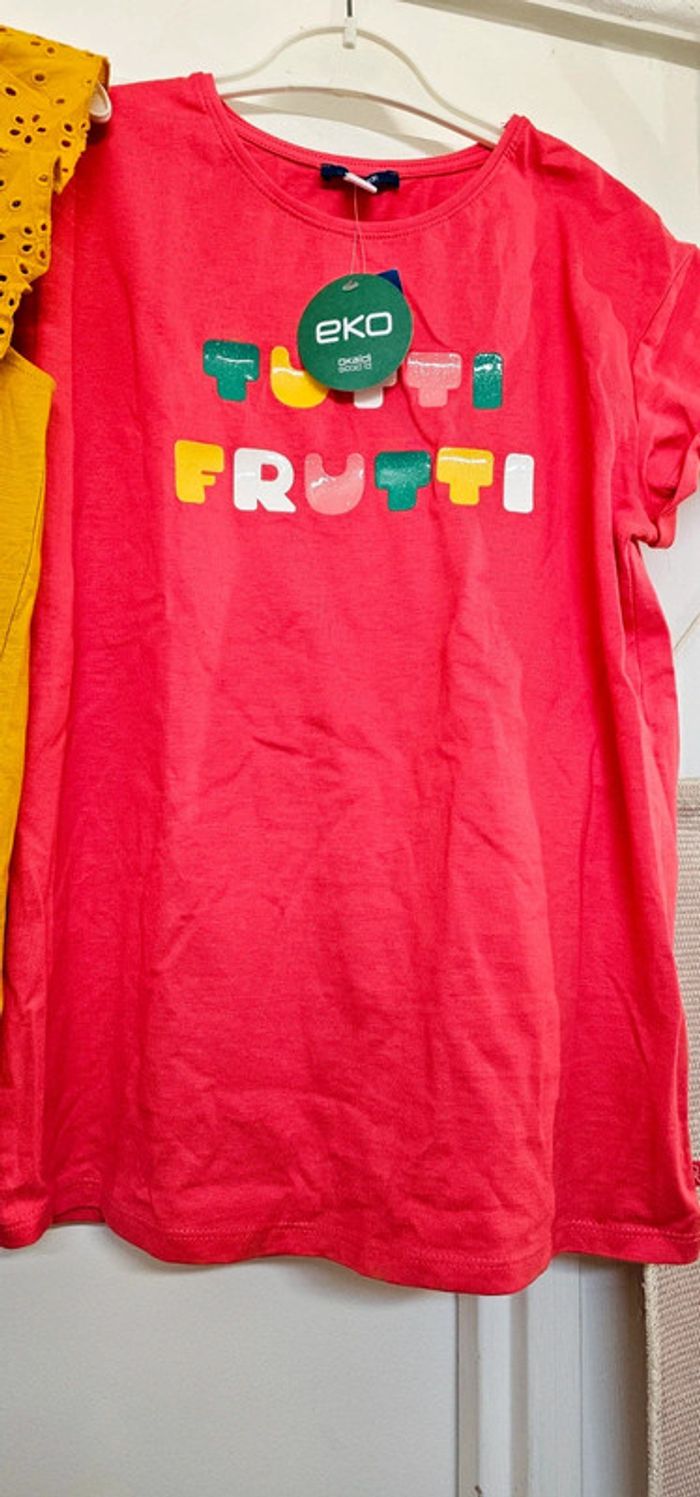 2 Tee-shirts Haut Blouse Top 100% Coton Okaïdi Taille 14 ans - photo numéro 4