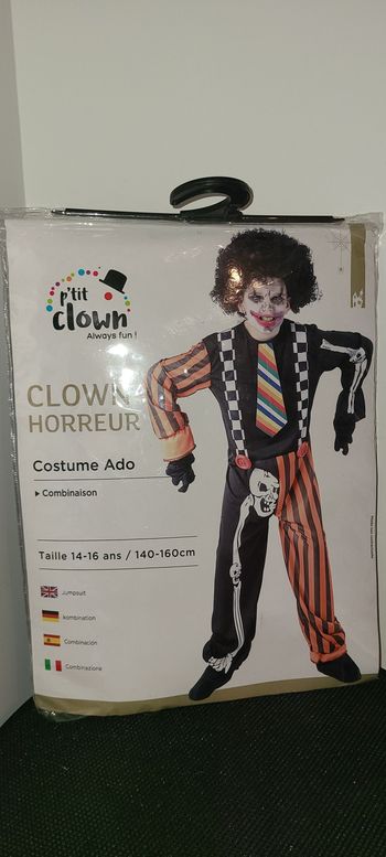 Déguisement ado clown tueur orange et noir