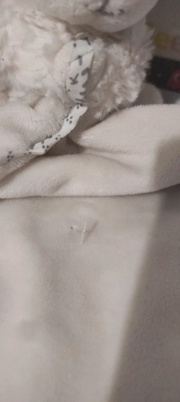 doudou souris kaloo perle blanc creme mouchoir fleur doré k gris - photo numéro 3