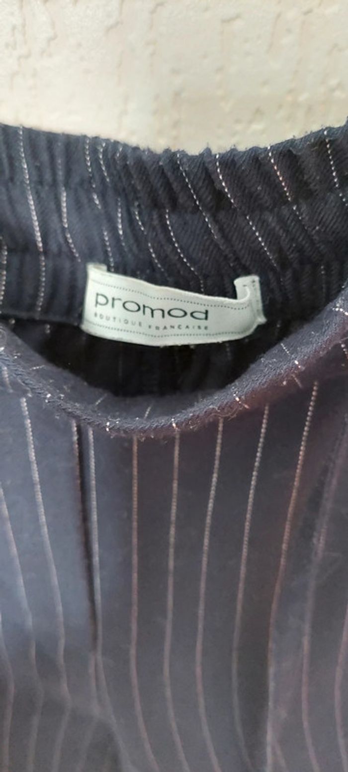 Beau pantalon femme 36 PROMOD bleu marines fines rayures blanches très bon état - photo numéro 4