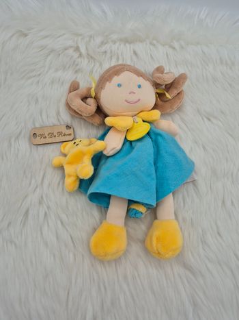 Doudou Poupée Chiffon Les Demoiselles Graffitis Turquoise Doudou et Compagnie DC25519