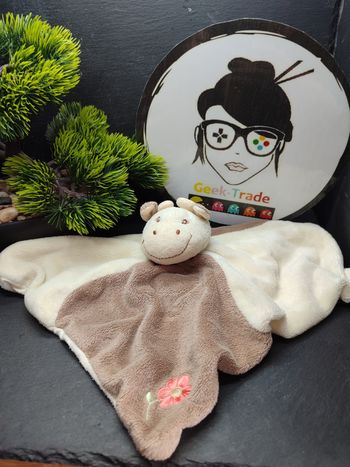 doudou vache jollybaby jolly baby marron crème beige fleur rose vert Blanc Jaune