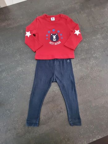 Ensemble legging + tee shirt manches longues Petit Bateau en 18 mois