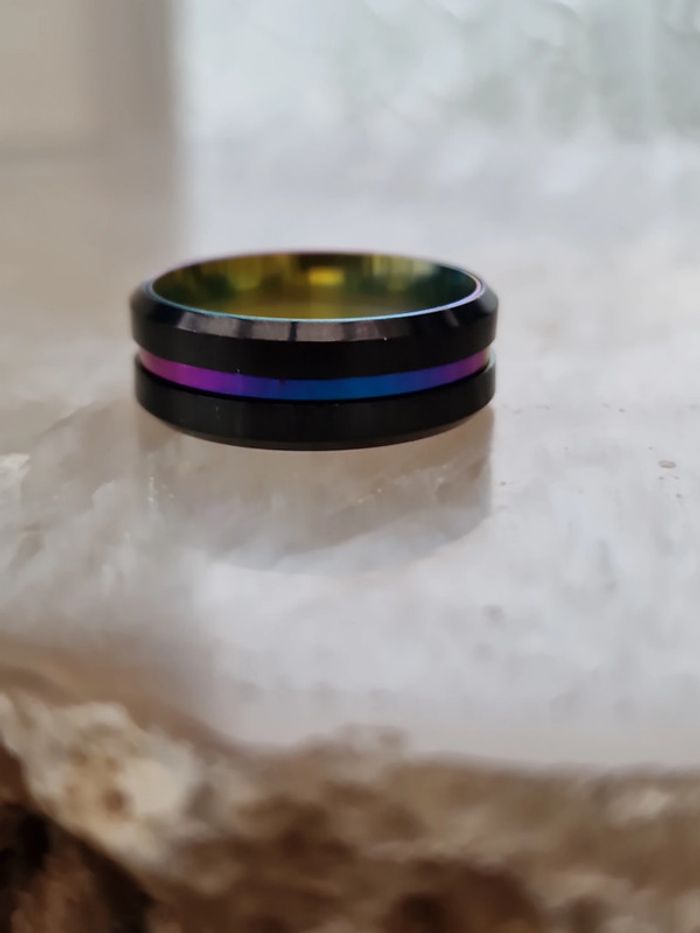 Bague Acier Inoxydable Noir Et Cameleon Multicolore - photo numéro 13