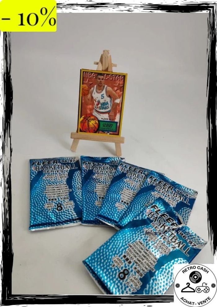 Lot de 5 Boosters neufs dont 1 ouvert 1996-97 Fleer serie 2 NBA Basketball 8 Card Kobe RC Jordan SP