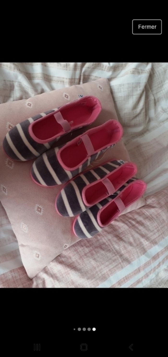 Lot revendeur 2 paires de pantouffles fille absorba p 32 et 34 rose gris neuves - photo numéro 9