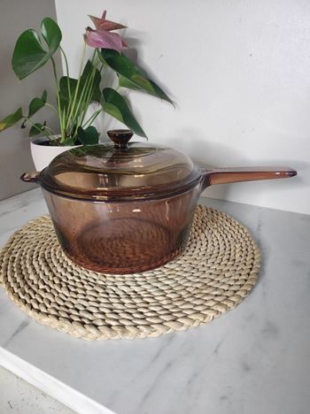 Casserole vision en verre ambré