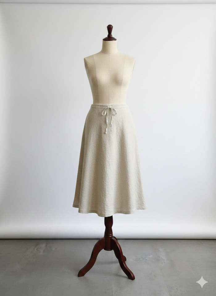 Jupe mi longue en lin beige taille 38 Somewhere Neuve - photo numéro 1