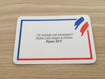 Carte hasard voyage harassant pièce détachée jeu de société Richesses de France édition Nathan #A42
