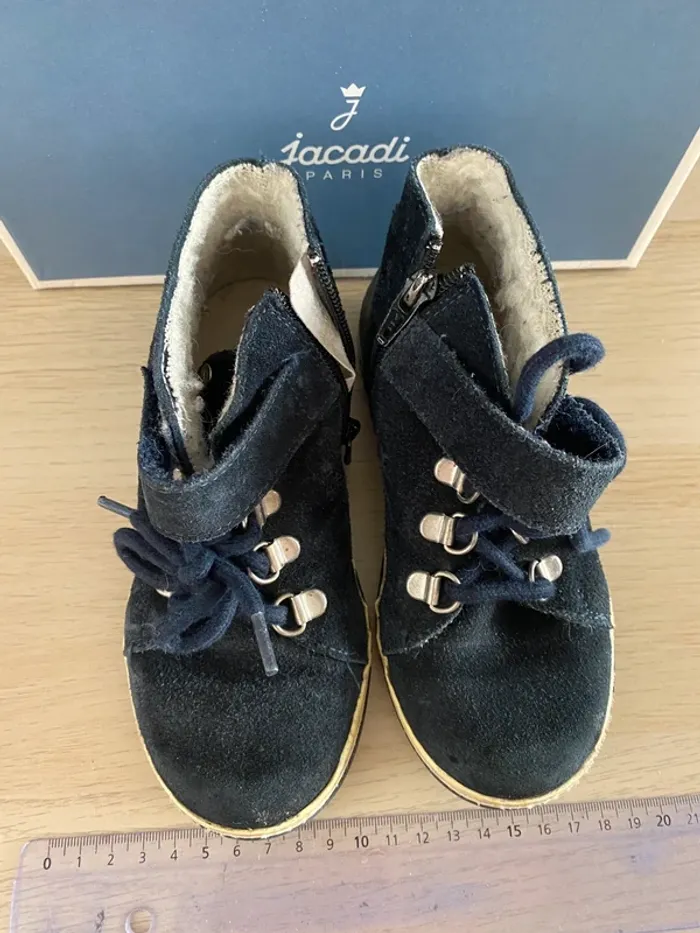 Bottines bottillons jacadi Paris bleu marine garçon fourré polaire hiver pointure 28 - photo numéro 5
