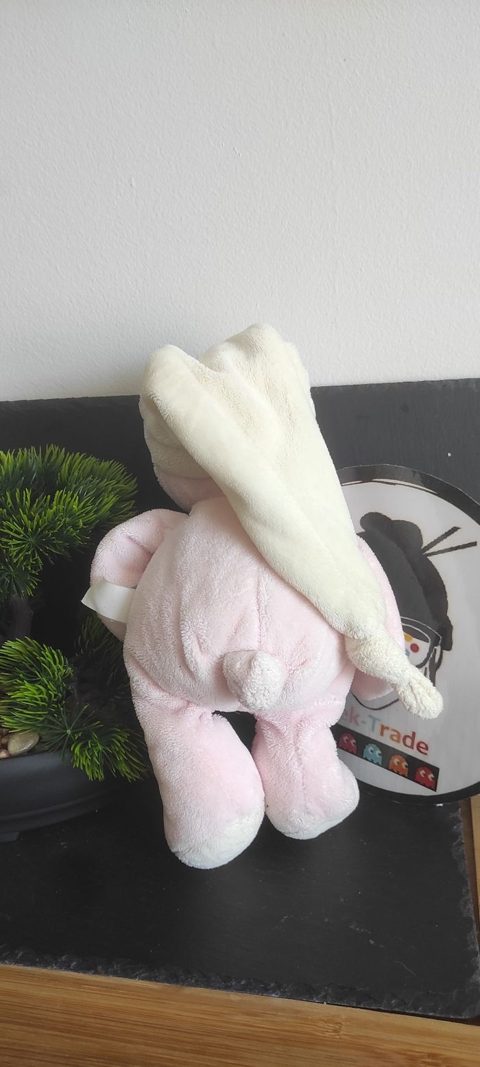 peluche ours gipsy rose jaune crème bonnet nuit doudou Rond - photo numéro 2