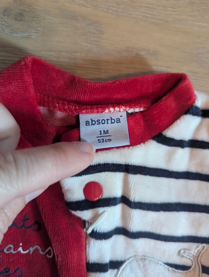 Pyjama en velours Absorba 1 mois - photo numéro 2