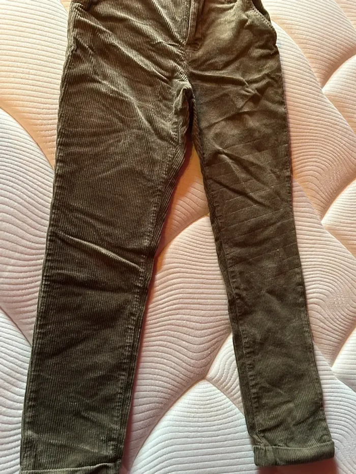 Pantalon droit velours côtelé kaki Kiabi