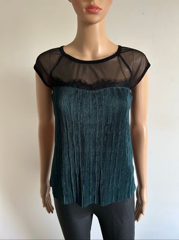 Blouse noire et verte foncée à manches courtes Morgan taille XS jamais portée