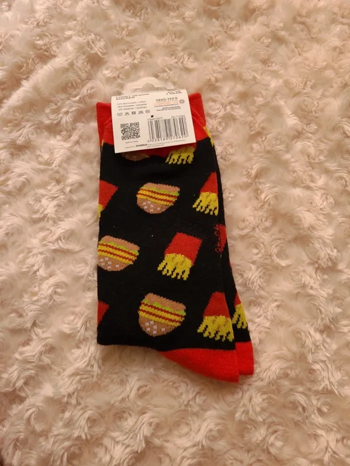 1 paire de chaussette frites burger Neuve - photo numéro 3