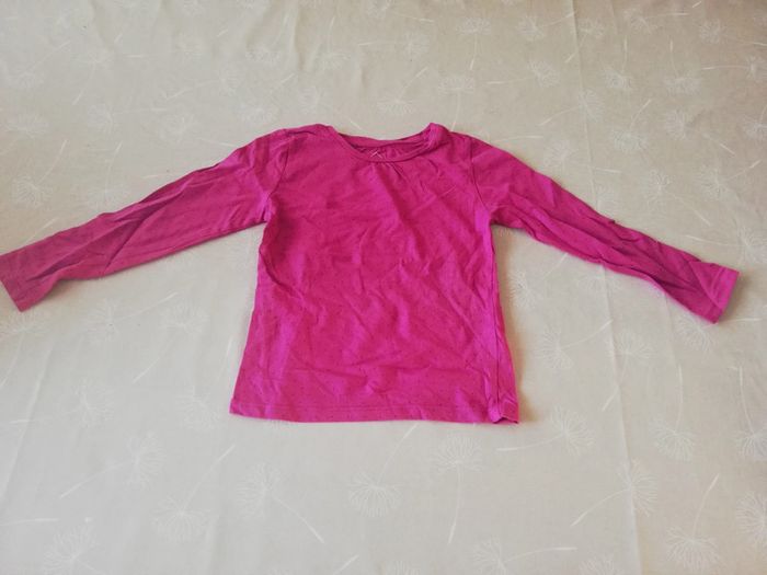 Tee shirt ou maillot de corps manches longues rose à pois noir Tex 3/4 ans neuf
