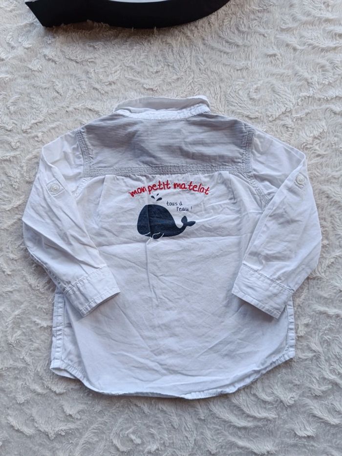 Chemise manches longues Garçon 18 mois mon petit matelot baleine 100% coton - photo numéro 9