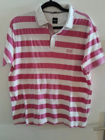 Polo, rayé rose et blanc, taille XL, Marque Hugo Boss