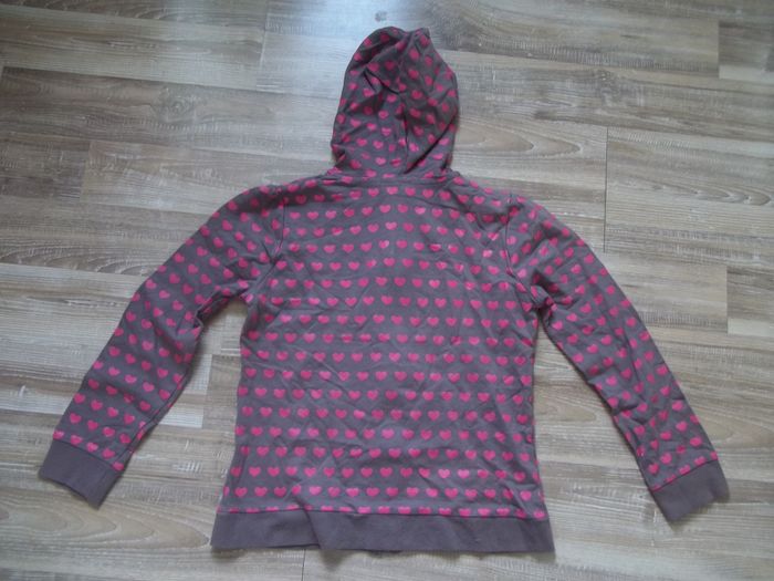 Gilet sweat à capuche taupe à cœurs roses NKY 12 ans - photo numéro 5