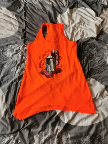 Débardeur long orange fluo taille M