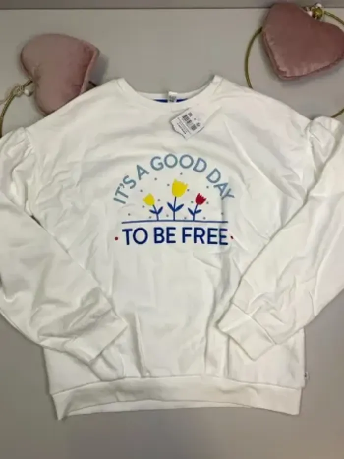 Sweat fille - blanc - neuf - Okaïdi - Taille 12 ans