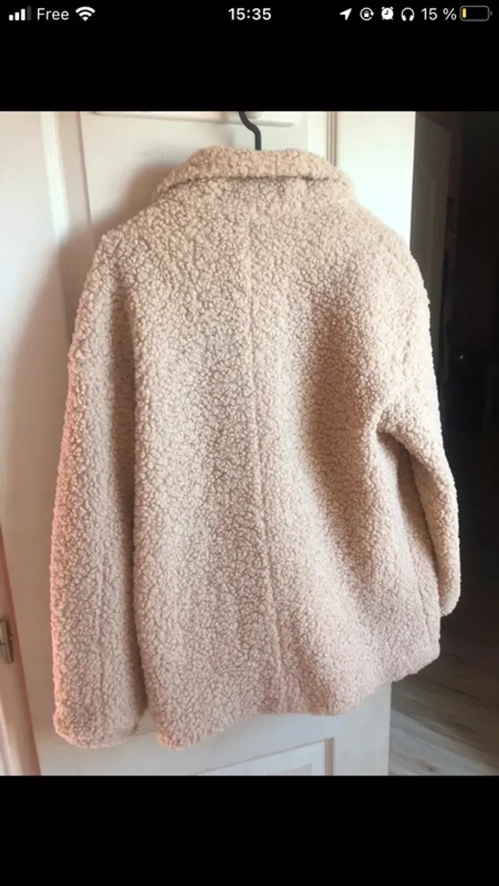 manteau en tissu duvuteux shein teddy beige crème - photo numéro 6