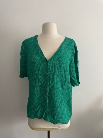 🌸magnifiques Blouse manches courtes verte à pois taille 40 camaieu 🌸