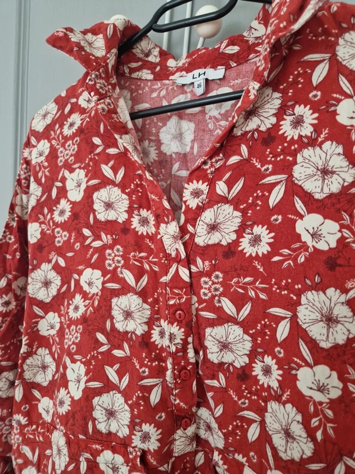 Robe longue fleuri rouge crème taille 44-46 très bon état - photo numéro 5