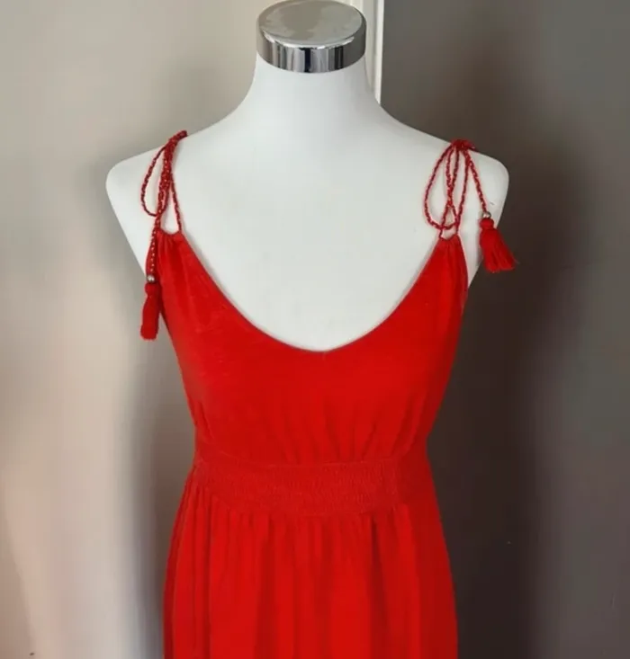 Promod robe longue été rouge orange, taille M/38 - photo numéro 2
