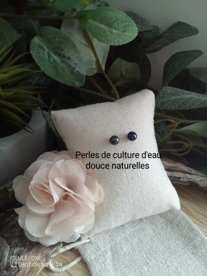 Boucles d'oreilles perles de culture d'eau douce noires