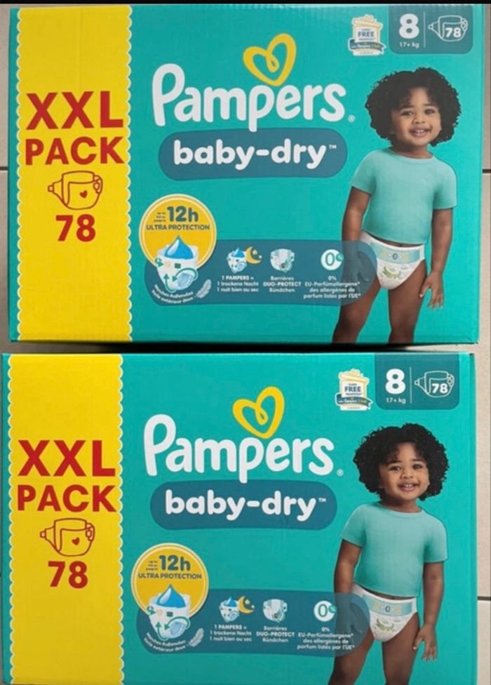 2 cartons de couches Pampers taille 8