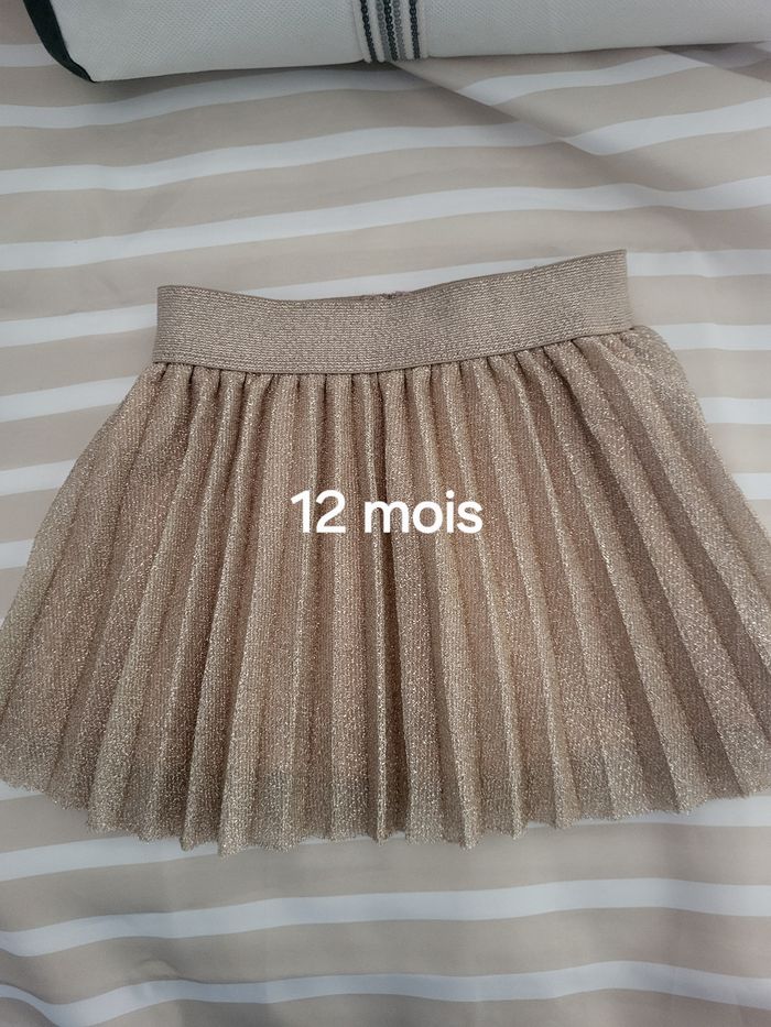 Jupe plissée pailletée dorée 12 mois