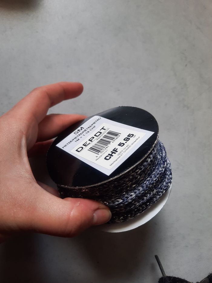 Cordelette nuance bleu argenté 5 mètre