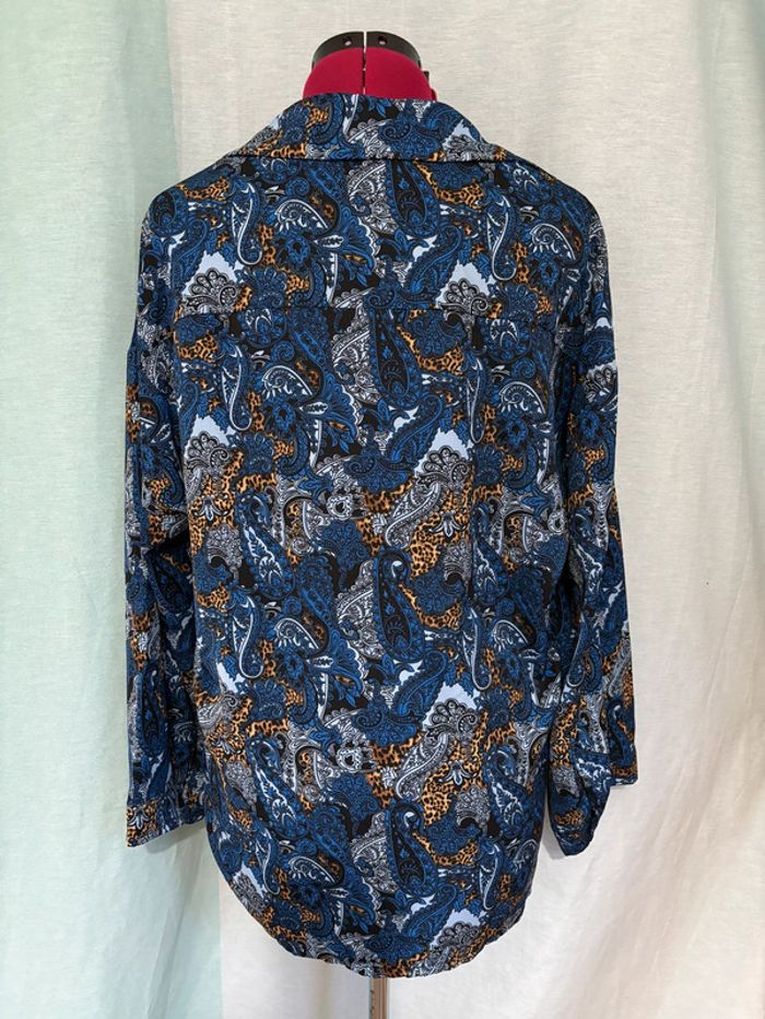 Chemise fluide vintage motif paisley dans les tons bleus 44/46 - photo numéro 2