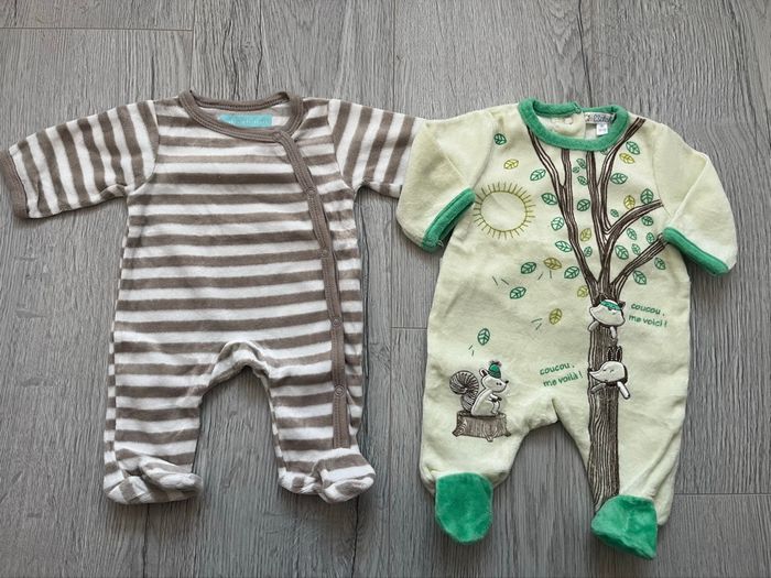 Lot de 2 pyjamas bébé Kitchoun & In Extenso – Naissance / 50 cm