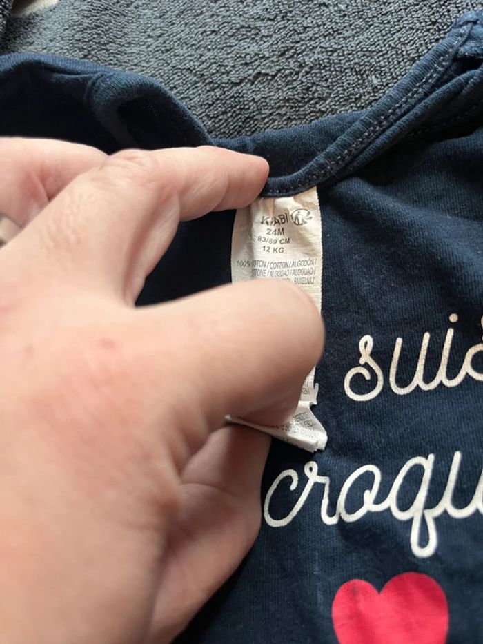 T-shirt manches longues fille 24 mois a message - photo numéro 3