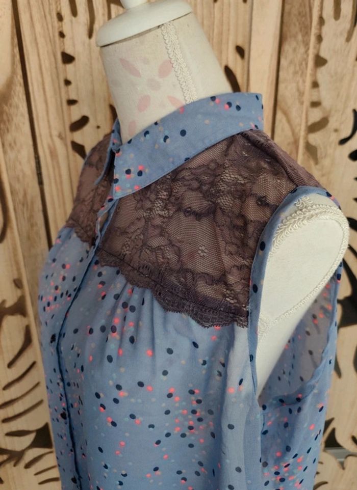 Chemise sans manche imprimé pois, dentelle T 46 - photo numéro 4