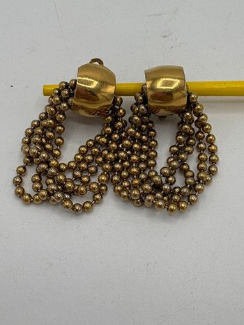 Boucles d’oreilles à clip vintage chaînettes billes